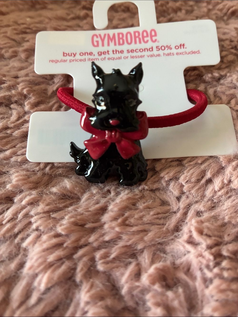 Gymboree Black Scottie Dog Hair Tie with Red Bow